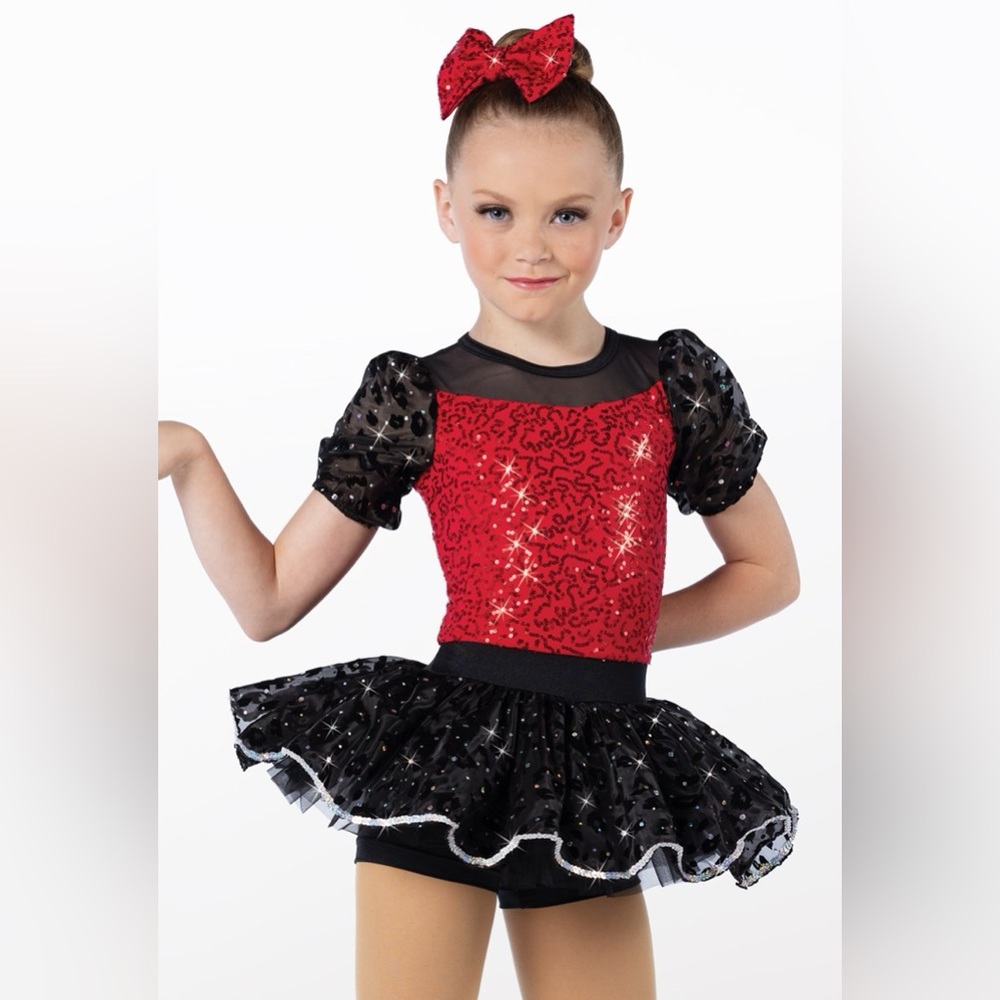 Weissman Around The World Red & Black Girls Dance Costume, style 14460, size SC
